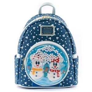 Loungefly Disney Snowman Mickey and Minnie Snow Globe Mini‎ Backpack